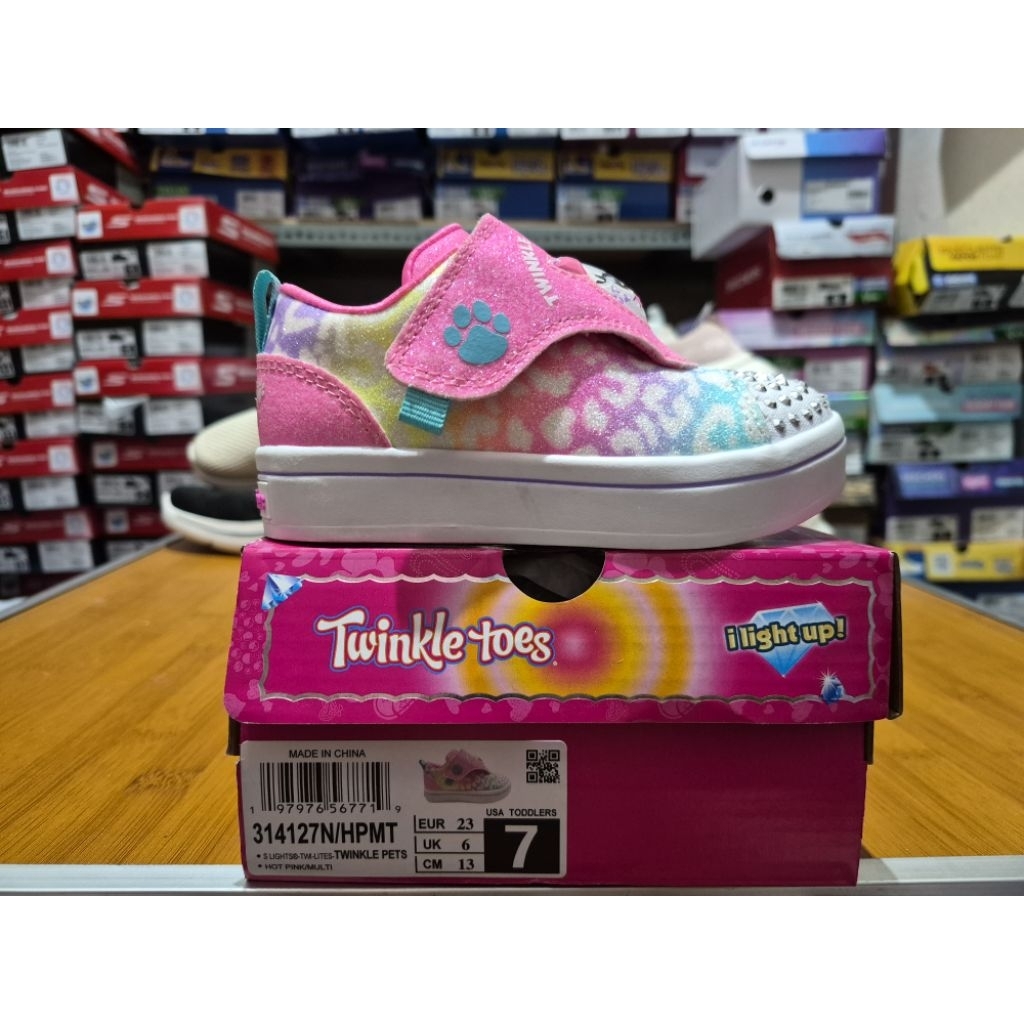 New Limitied Sepatu Anak Skechers S Lights Twi Lites Twinkle Pets Kids Shoes Girls 314127N/HPMT Orig