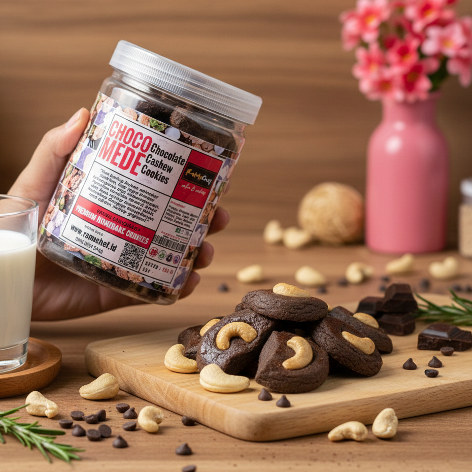CHOCO MEDE Cookies Kue Kering Cokelat Kacang Mede Premium Butter Spesial Lebaran Kemasan Hardtop 350gr dan Jar 750ml by RaMaChef
