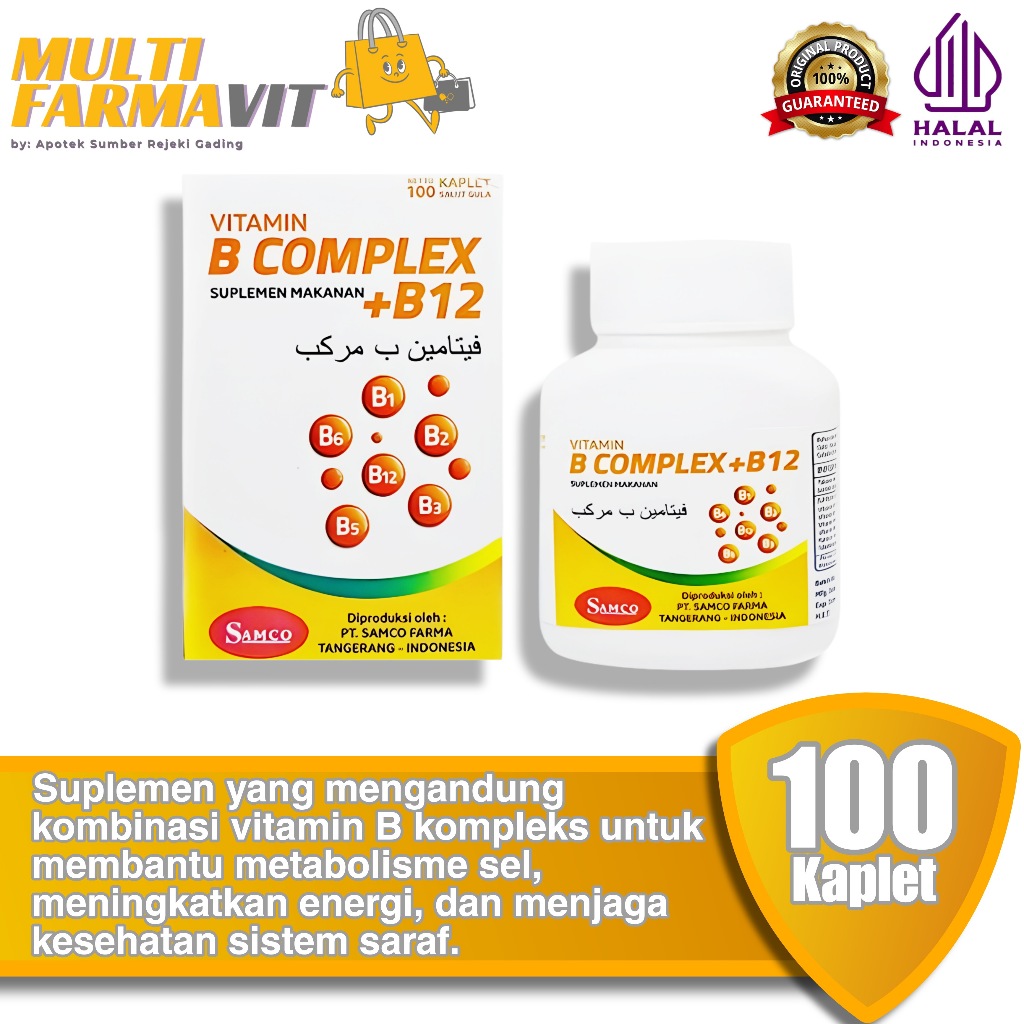Samco Vit B Complex + B12 - Botol 100 Tablet