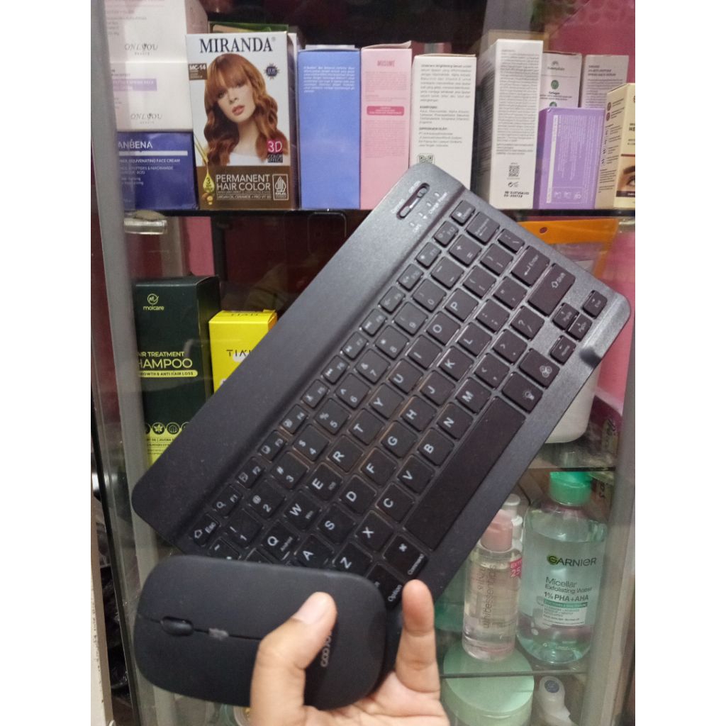 KEYBOARD BLUETOOTH GOOJODOQ & MOUSE UNTUK TABLET & ANDROID