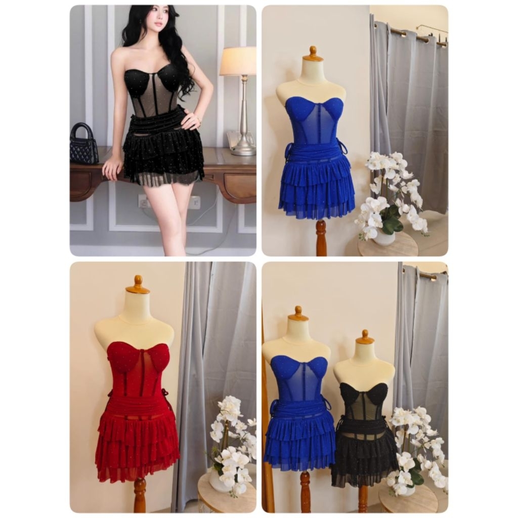 Mimiso - 752 / gaun wanita penyet mutiara / mini dress sexy / dress pendek kemben / dress mini wanit