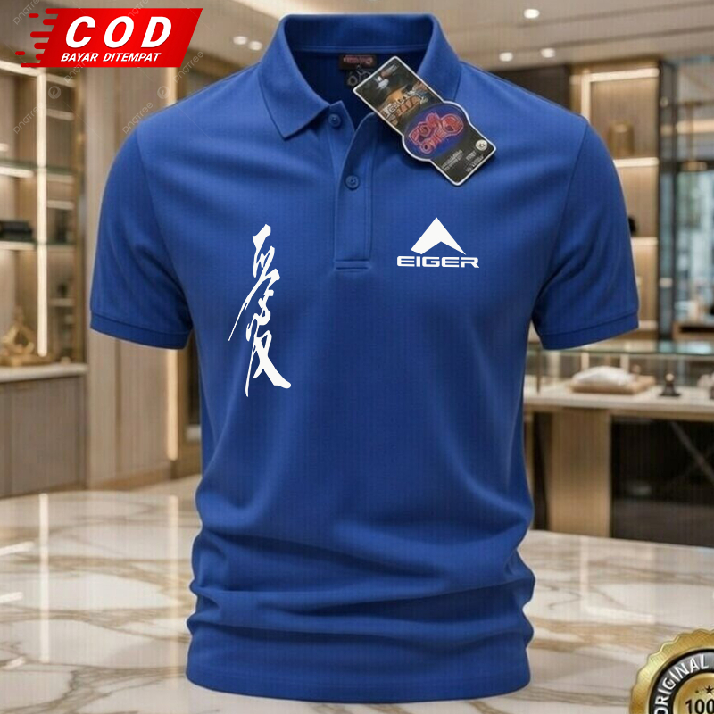 Kerah Elang Rilex Text Putih Kaos Polo Pria / Shirt Kaos Wangki Pria