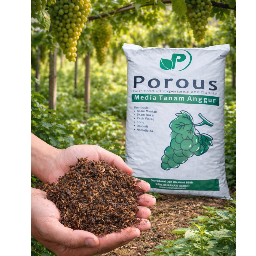 POROUS Media Tanam Anggur Skam Mentah Bakar Dolomit Pasir Walet 5kg