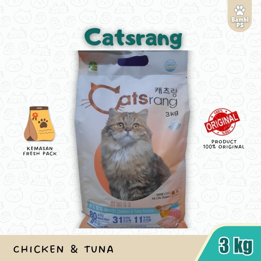 Makanan Kucing Catsrang All Stages 3 kg - Taurine, Yucca Extract, Bebas Pewarna