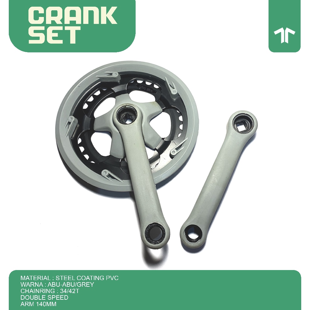 Crank Set Piringan Susun 2 Double Speed 34/42t Sepeda Arm Pendek 140mm
