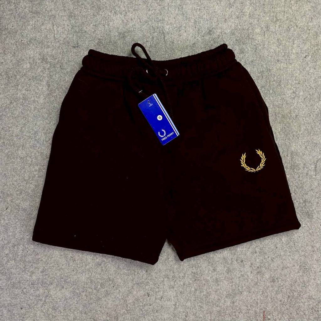 CELANA PENDEK SHORT PANTS SWEATPANTS FRED PERRY SMALL LOGO GOLD BORDIR HITAM