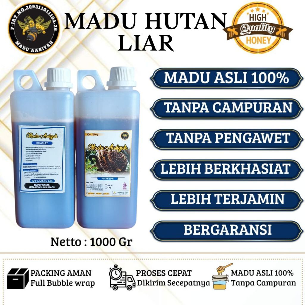 [Raw Honey] AASIYAH Madu Mentah Madu Hutan Liar 1kg Asli 100%
