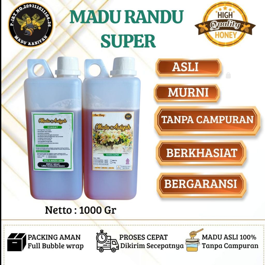 [Raw Honey] AASIYAH Madu Mentah Madu Randu Super 1kg 100% Asli dan Murni