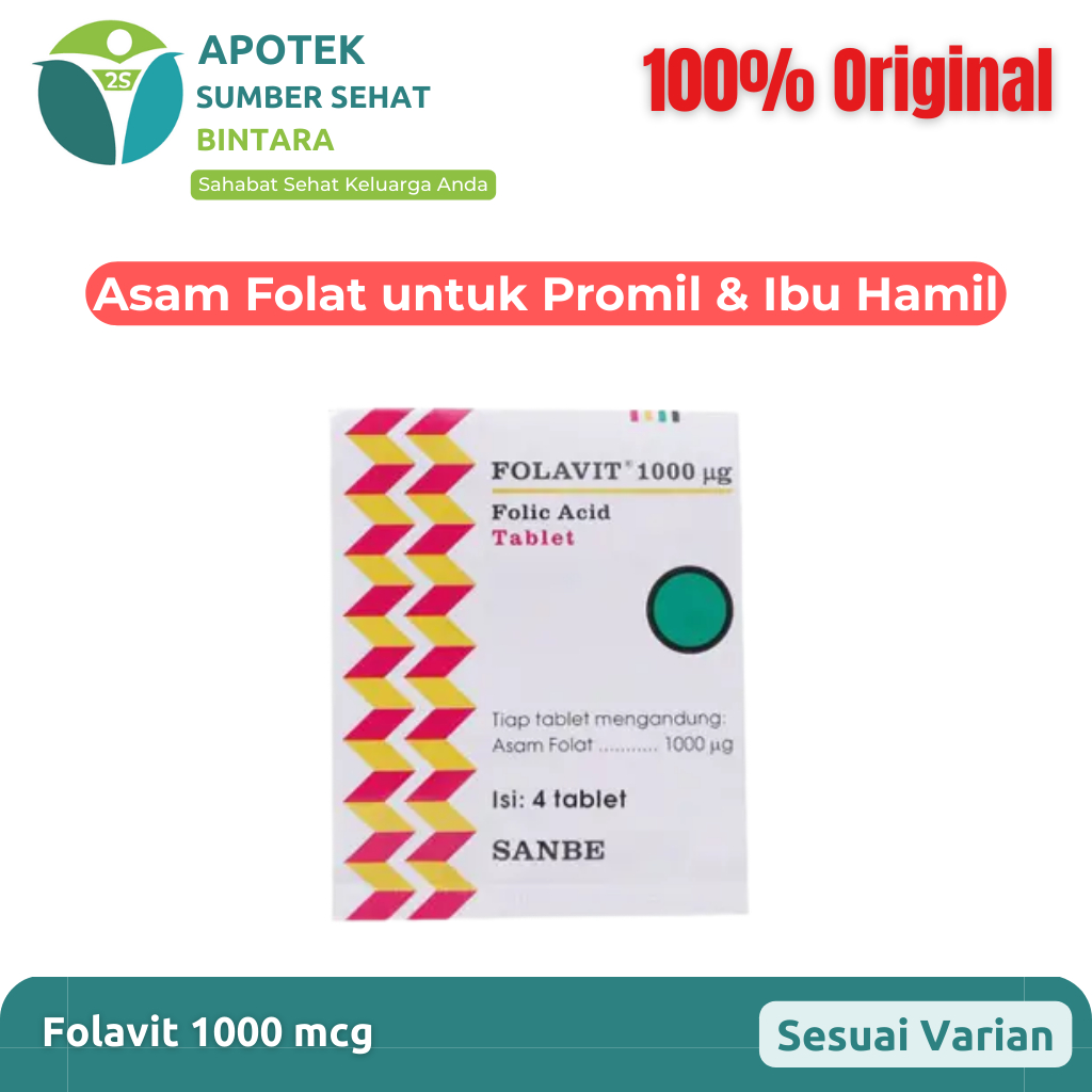 Folavit 1000 Microgram - Vitamin ibu hamil dan promil