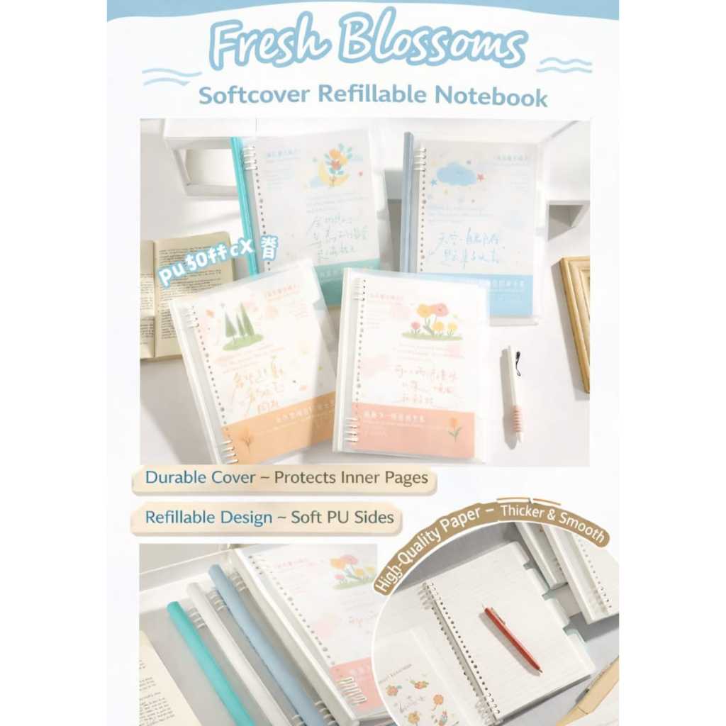 Binder Discbound B5 24 Lubang Pastel Aesthetic Notebook Loose Leaf Refillable Planner Journal