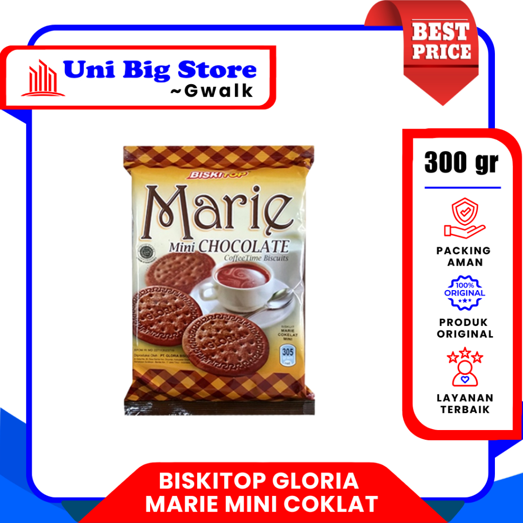 BISKITOP GLORIA MARIE MINI COKLAT BISKUIT CHOCOLATE MINI - 300 gr