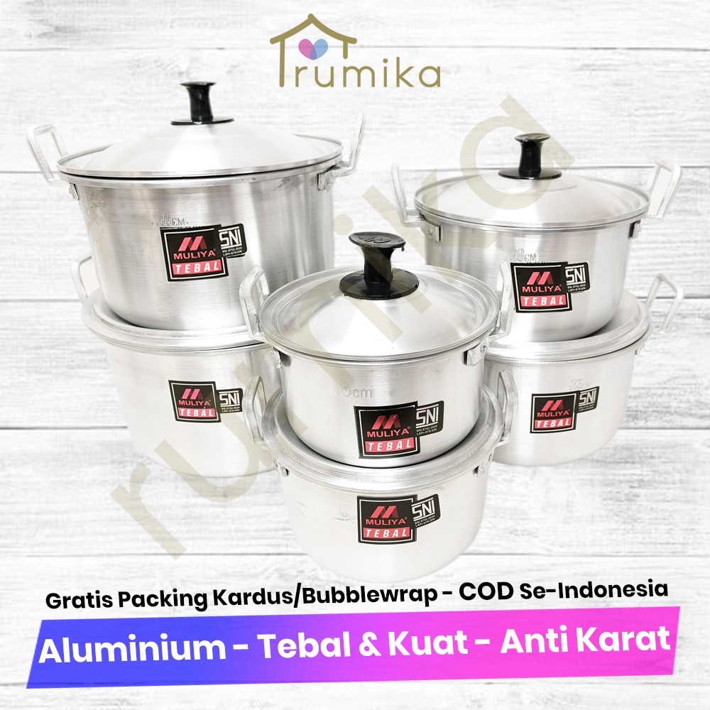 Panci Sayur Alumunium + Tutup / Panci Rebus / Panci Air Tutup Luar Muliya - 16 CM / 18 CM / 20 CM / 