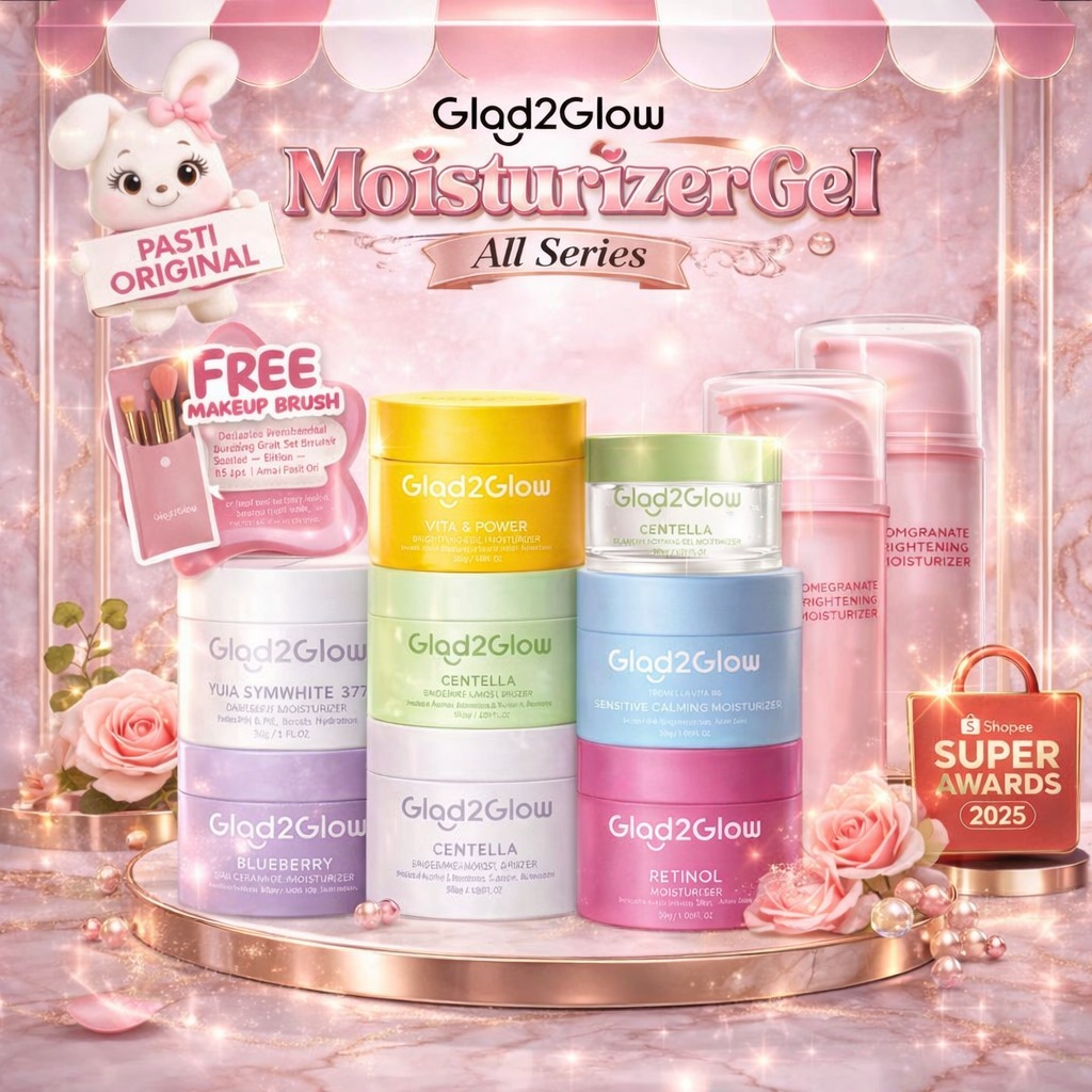 Glad2Glow Moisturizer Gel Blueberry / centella / pomegranate / yuzu / symwhite / kiwi / vita c / pea