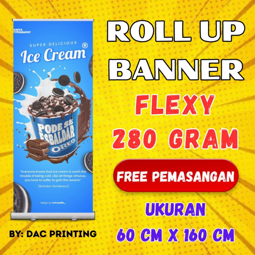 Cetak Roll up banner | Roll up banner 60 x 160 | Custom Roll up banner