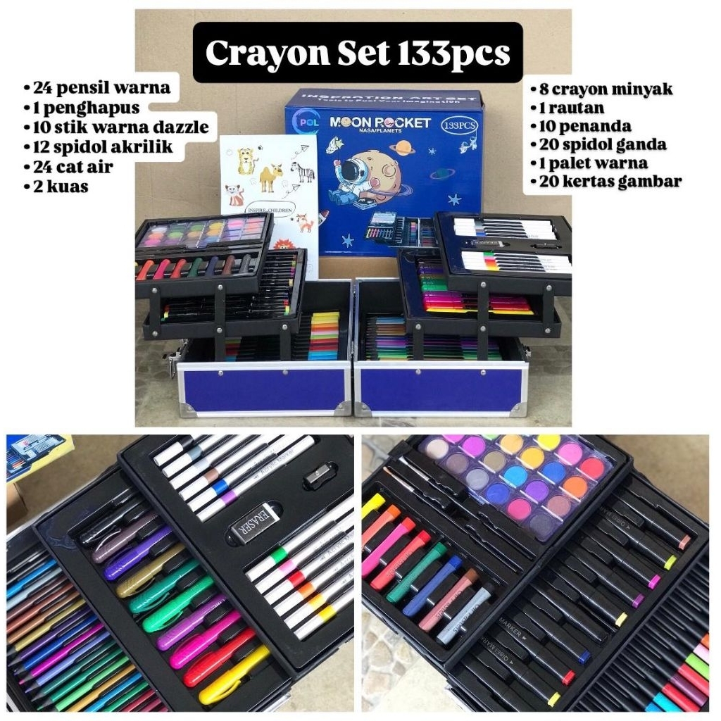 CRAYON SET 133PCS, CRAYON KOPER COWO