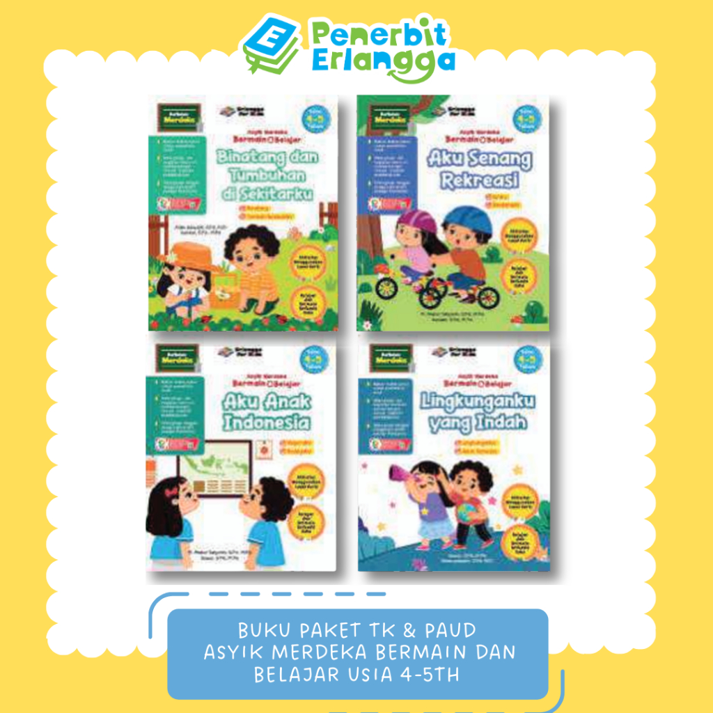[Erlangga Official] Buku Paket Tk/Paud: Paket Asyik Merdeka Bermain & Belajar Usia 4-5 Tahun - Kurik