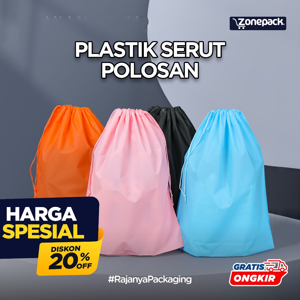 Travel Pouch Plastik Polos | Drawstring Tas Serut| Kantong Serut Kosmetik | Tas Serut Pouch Bag