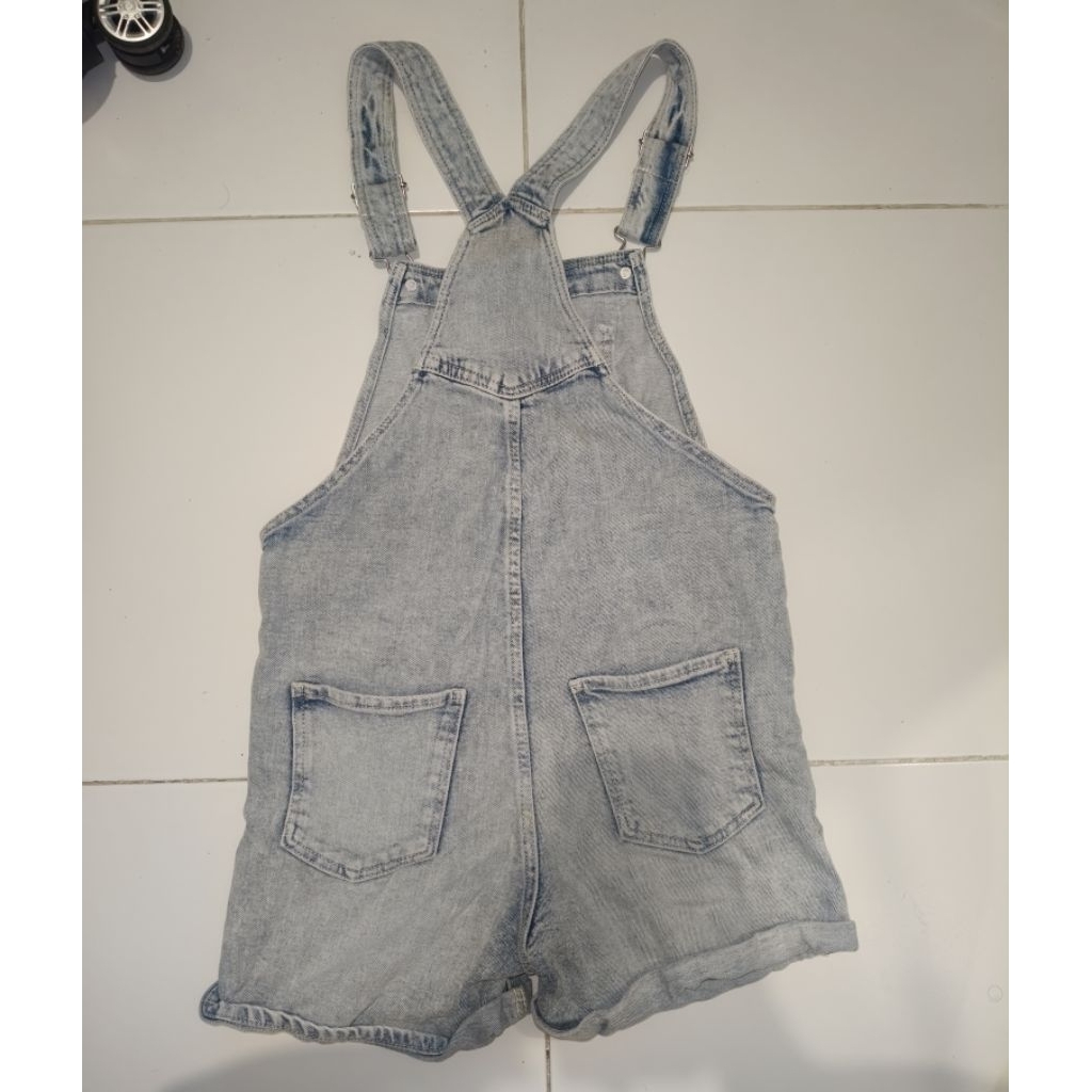 Jumpsuit Denim pendek/baju katak/baju kodok denim