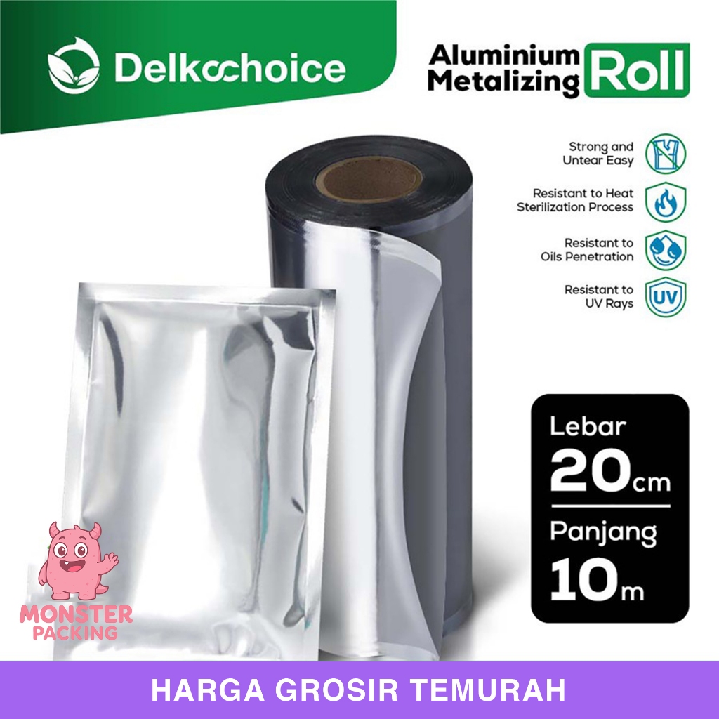 Plastik kemasan 20 cm alumunium foil roll metalizing kemasan sachet