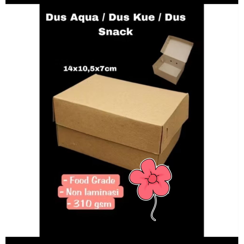 Dus kraft Aqua 14x10x7.5cm / Dus Kraft Snack / Dus Kue Aqua / Box snack / Box Aqua Snack / Dus Snack