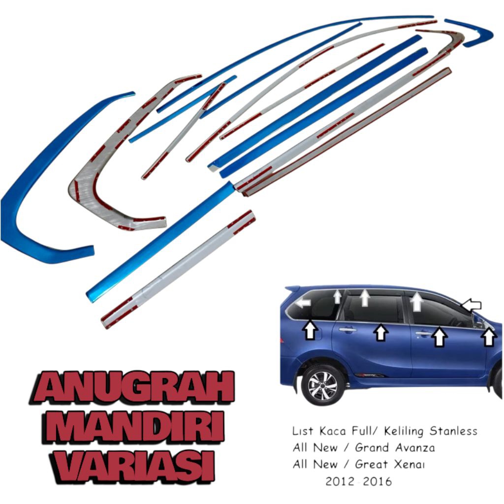 LIST KACA KELILING MOBIL ALL NEW AVANZA XENIA 2012-2016 STAINLESS CHROME ISK