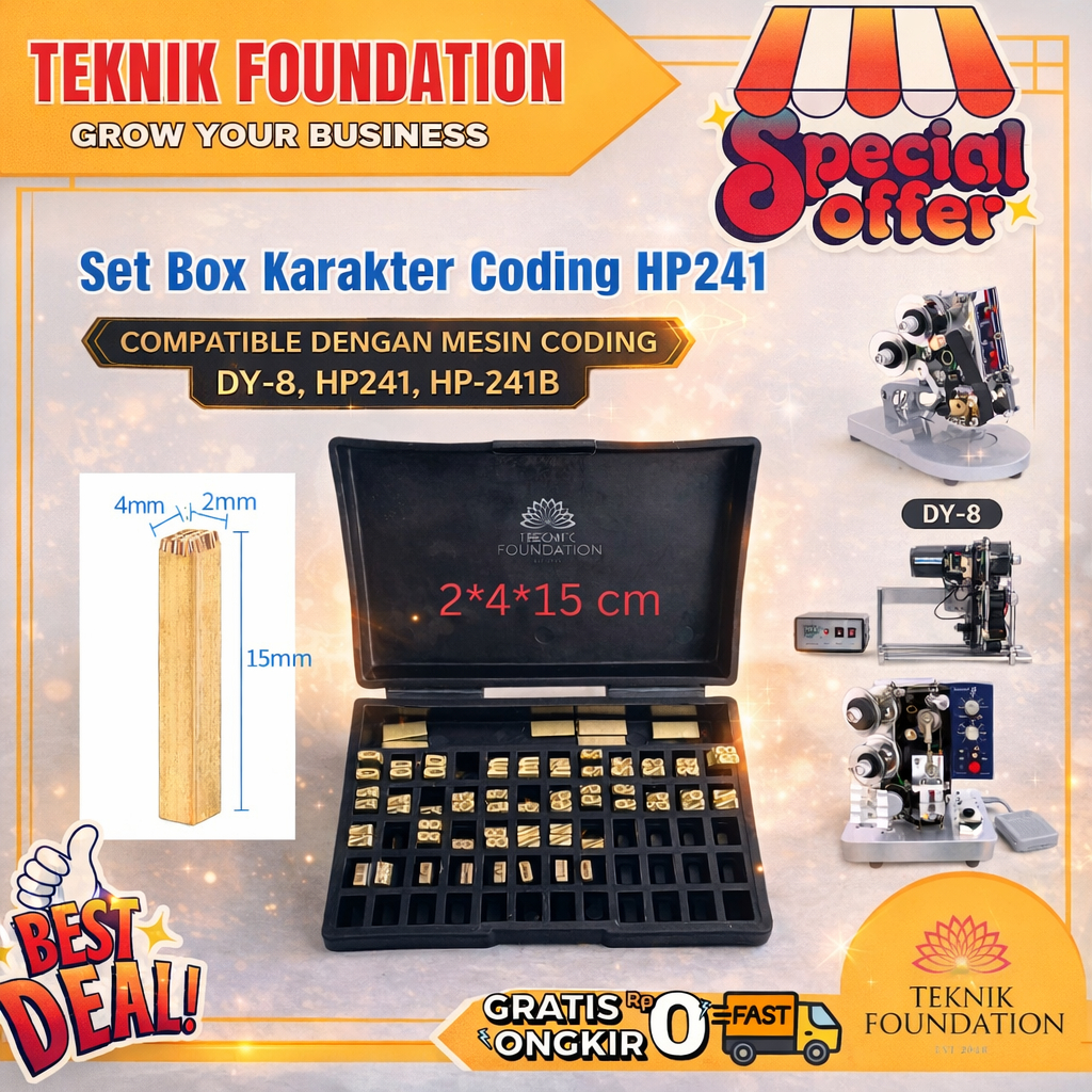Karakter Set Box Stamp Coding DY-8, Coding HP-241, Coding HP-241B Angka dan Huruf