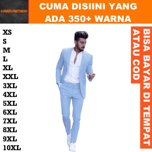 READY STOCK REALPIC GRAYWOLJAS NIKAH UKURAN JUMBO Blazer Celana  JAS BIRU MUDA SIZE JUMBO / JAS PRIA