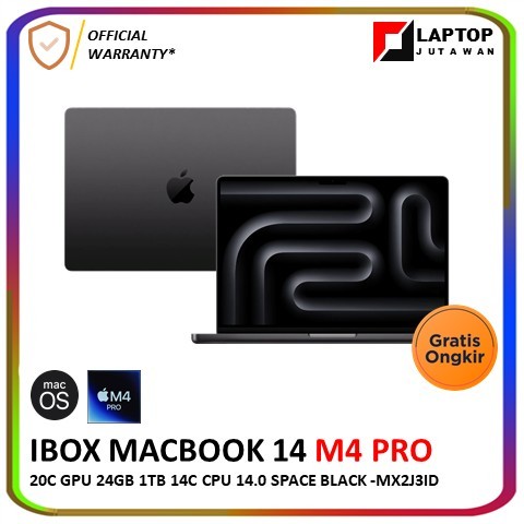 IBOX Macbook Pro 14 M4 PRO 20C GPU 24GB 1TB 14C CPU 14.0 Space Black - MX2J3ID