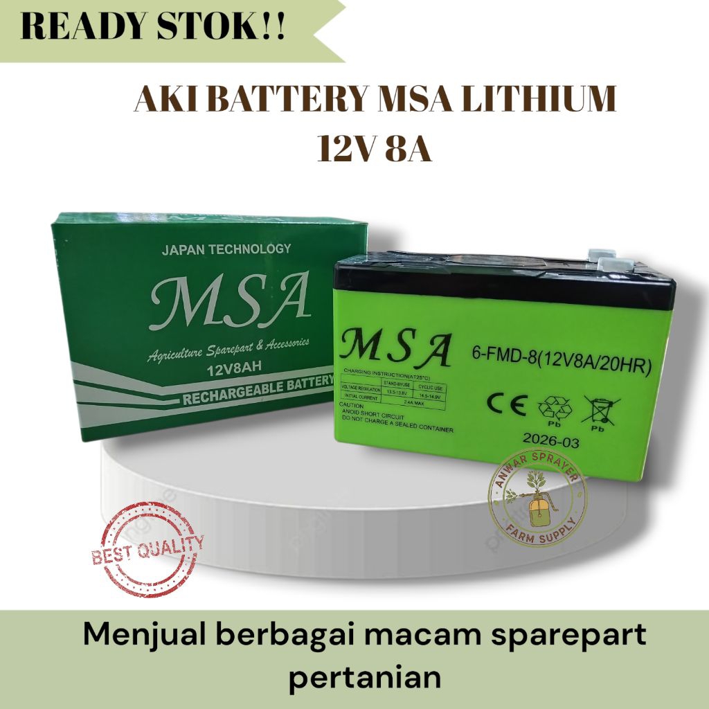 Aki Battery Lithium Msa Sprayer Elektrik 12V 8Ah Co