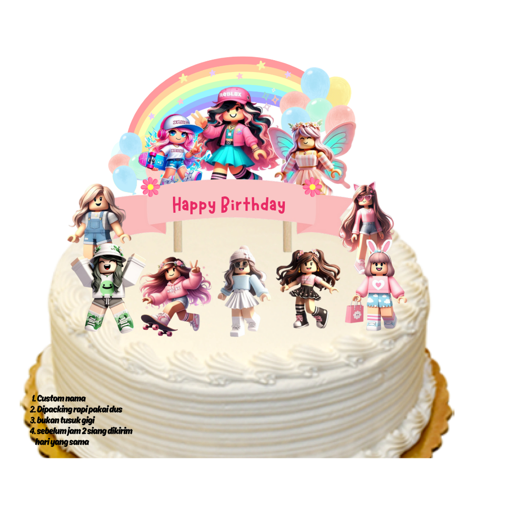 topper roblox girl, hiasan kue roblox girl