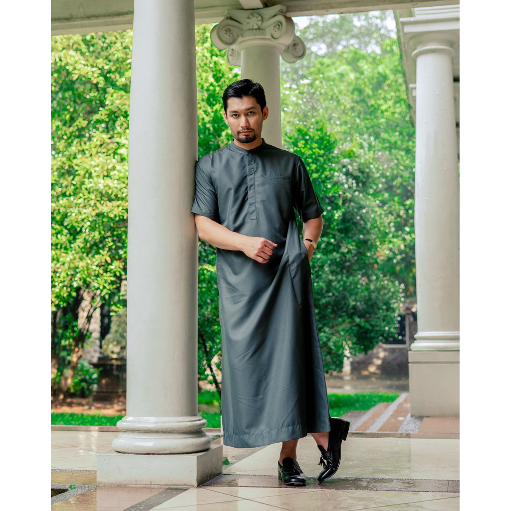Hisyam Gamis Thobe Pria Lengan Pendek Akram