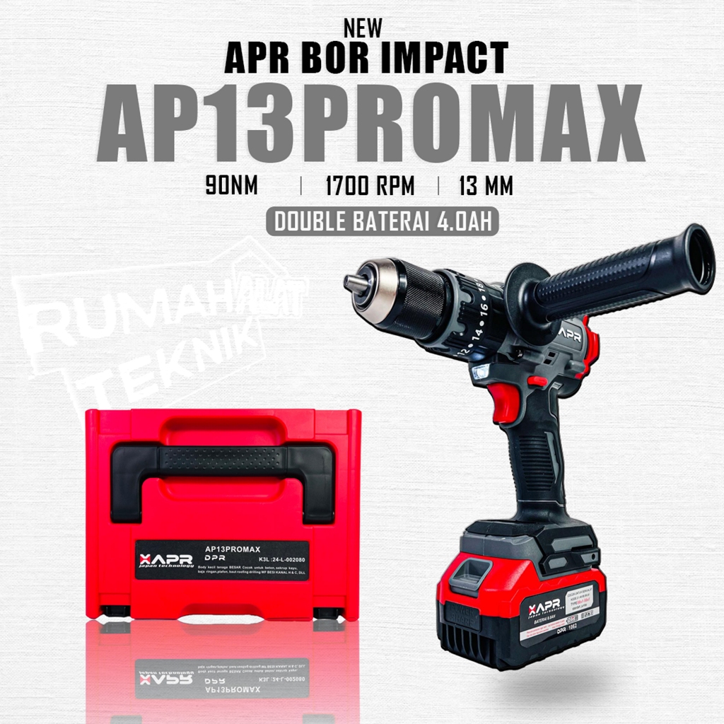 Bor Baterai Torsi Tinggi XAPR AP13PROMAX 13mm Impact Drill Baja Ringan Beton