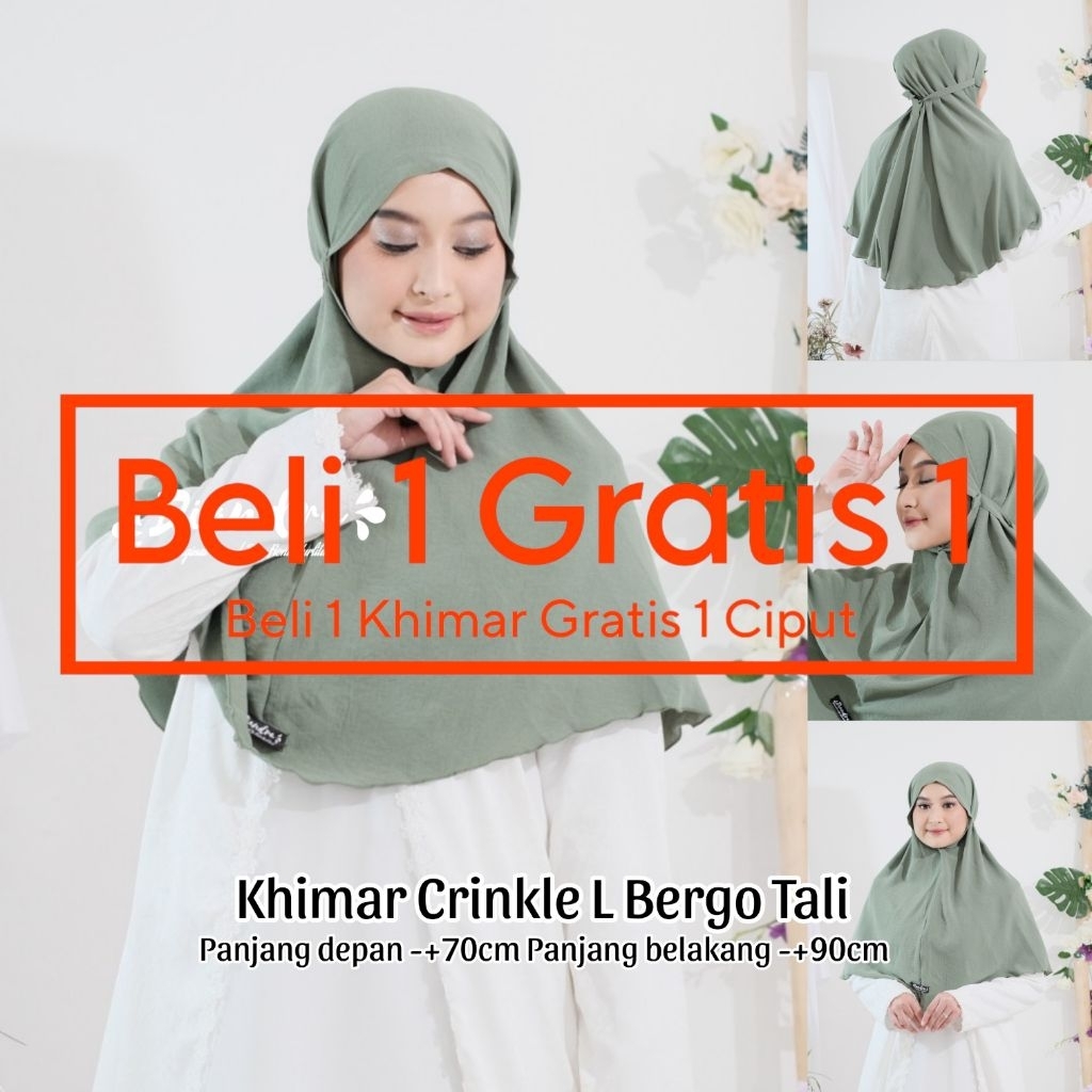 [Diandra Hijab]Jilbab Kerudung Khimar Jumbo Tali Size L Bergo Maryam Jumbo Crinkle Air Flow Hijab In