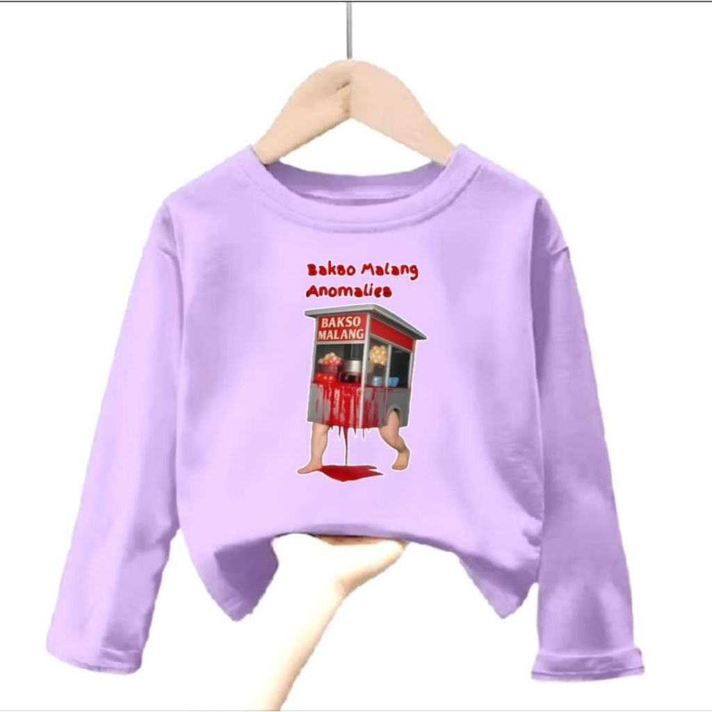 FAMILY89_STORE /KAOS LENGAN PANJANG ANAK LAKI-LAKI DAN PEREMPUAN GAMBAR BAKSO MALANG ANOMALIES /KAOS