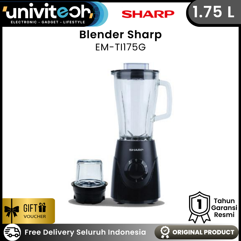 Blender Sharp 1.75 Liter Blender Serbaguna 3 Kecepatan With Safety Lock Low Watt - EM TI175G