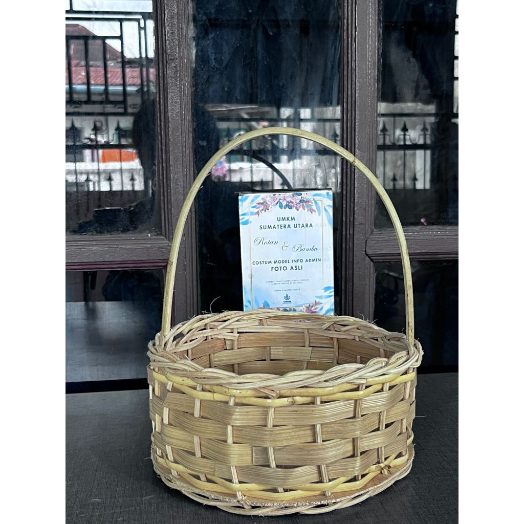 Keranjang Rotan Mix Bambu 20cm / Parcel bambu / parcel lebaran / Parcel natal / parcel imlek /  kera