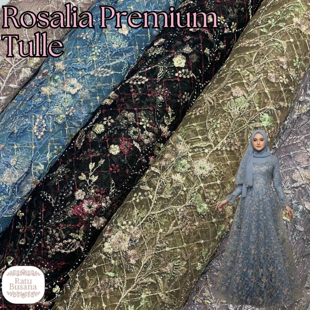 Kain Tille Brokat Korea Full Payet TEBAL Motif Rosalia NEW 2024 Bordir Full Super Premium Mewah