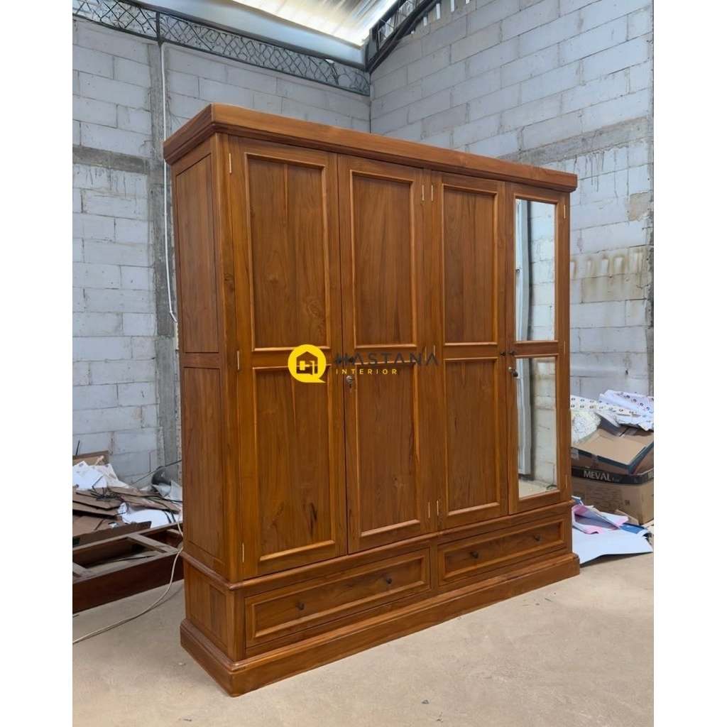 lemari pakaian kayu jati lemari 4 pintu lemari kayu custom lemari pakaian minimalis