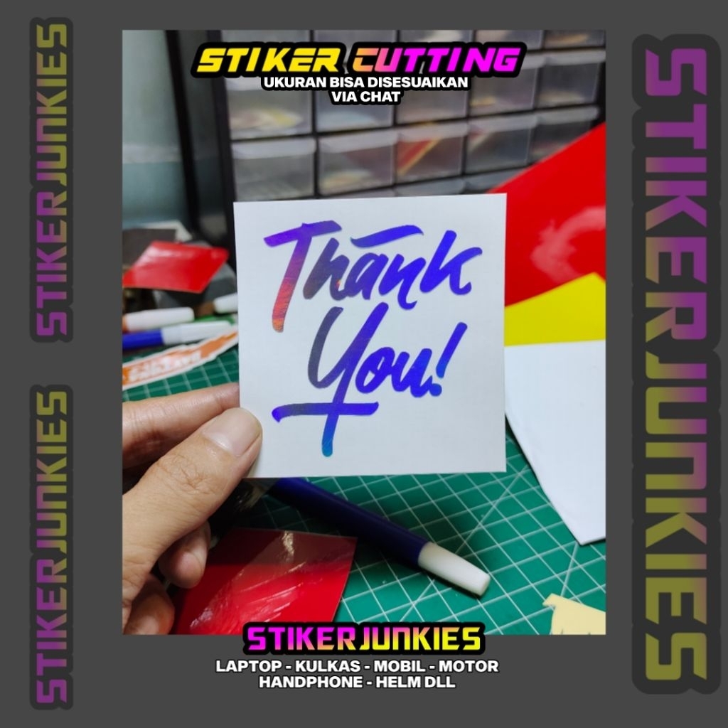 STIKER LOGO THANK YOU STICKER CUTTING