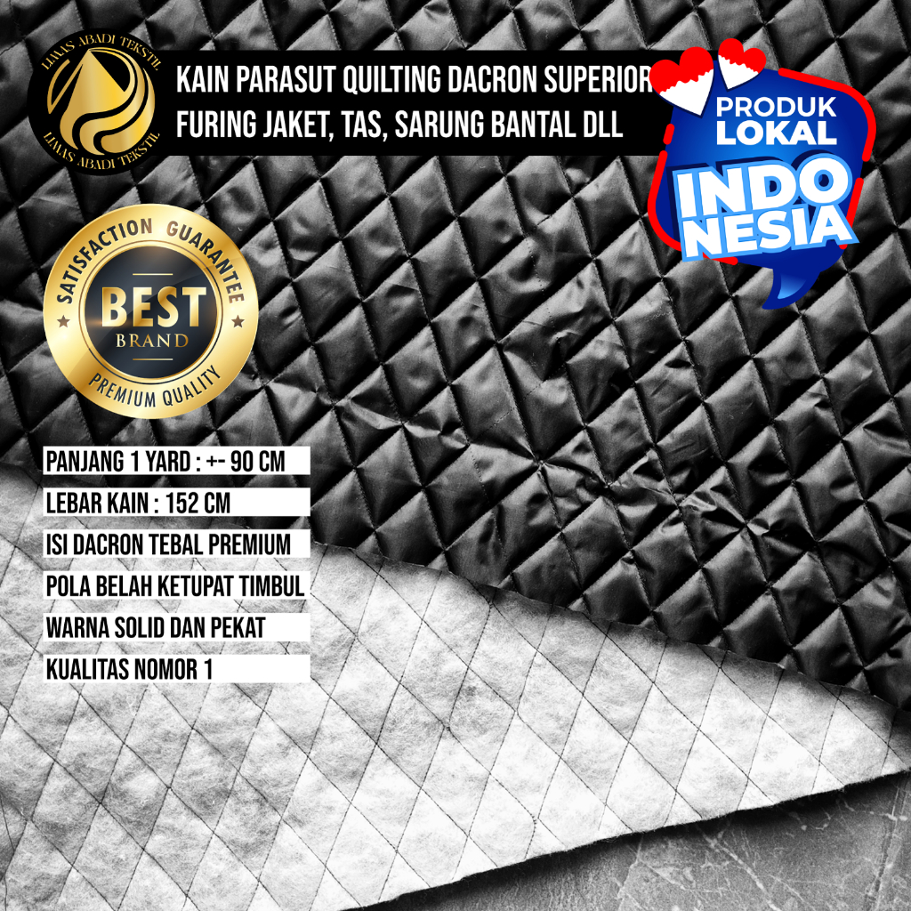 Parasut Quilting 3oz Taffeta SUPERIOR Dacron Tebal Peles Lokal - Bahan Sprei Jaket Tas Topi Motif Be