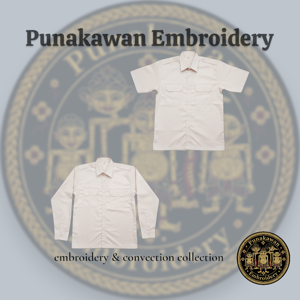 Kemeja Kerja PDH PDL PNS Kementan Kemhan Krem Lengan Panjang dan Pendek Bahan American Drill.