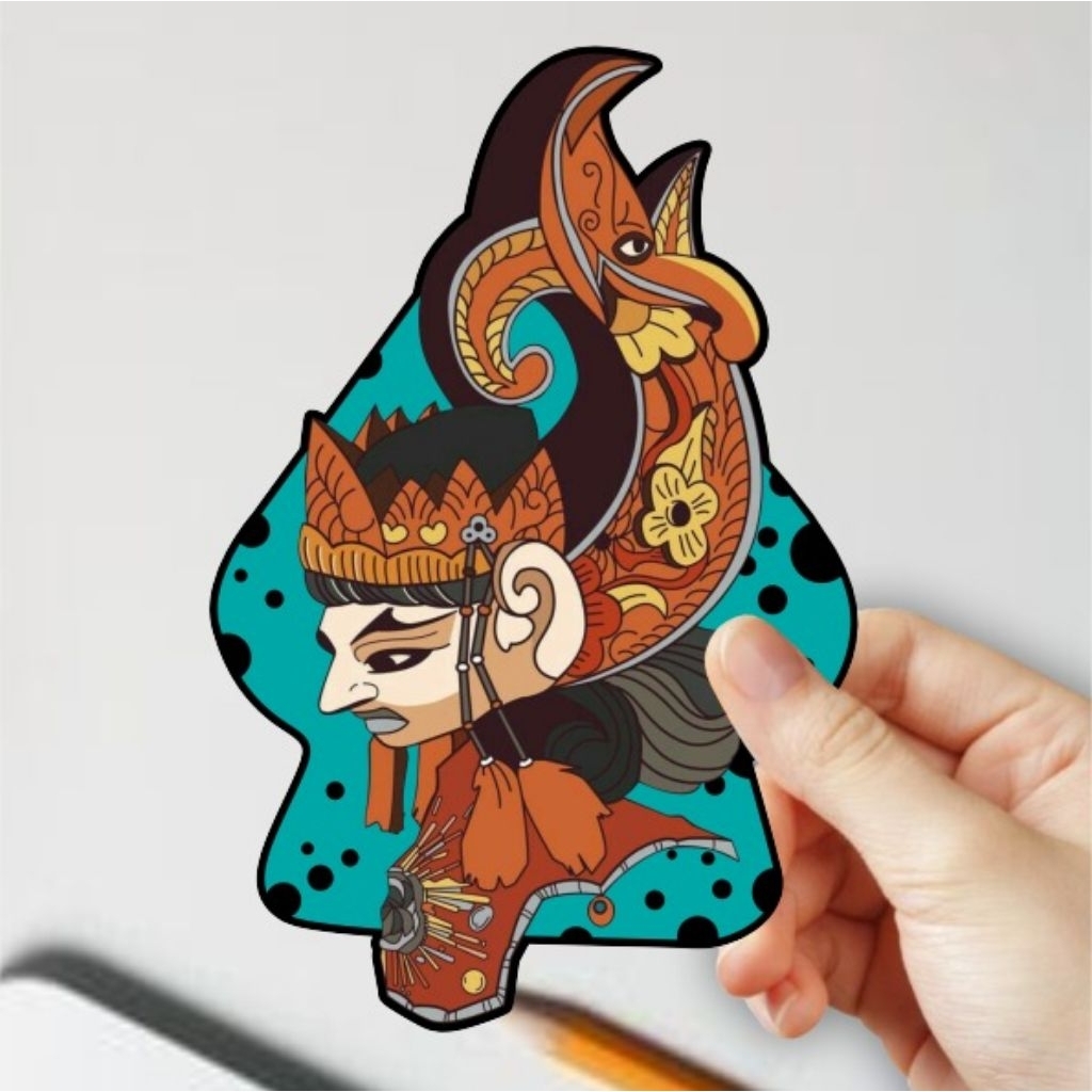 wayang. stiker seni wayang. stiker bertestur, stiker buat hp, helm, Tumbler leptop, gelas, termos, s