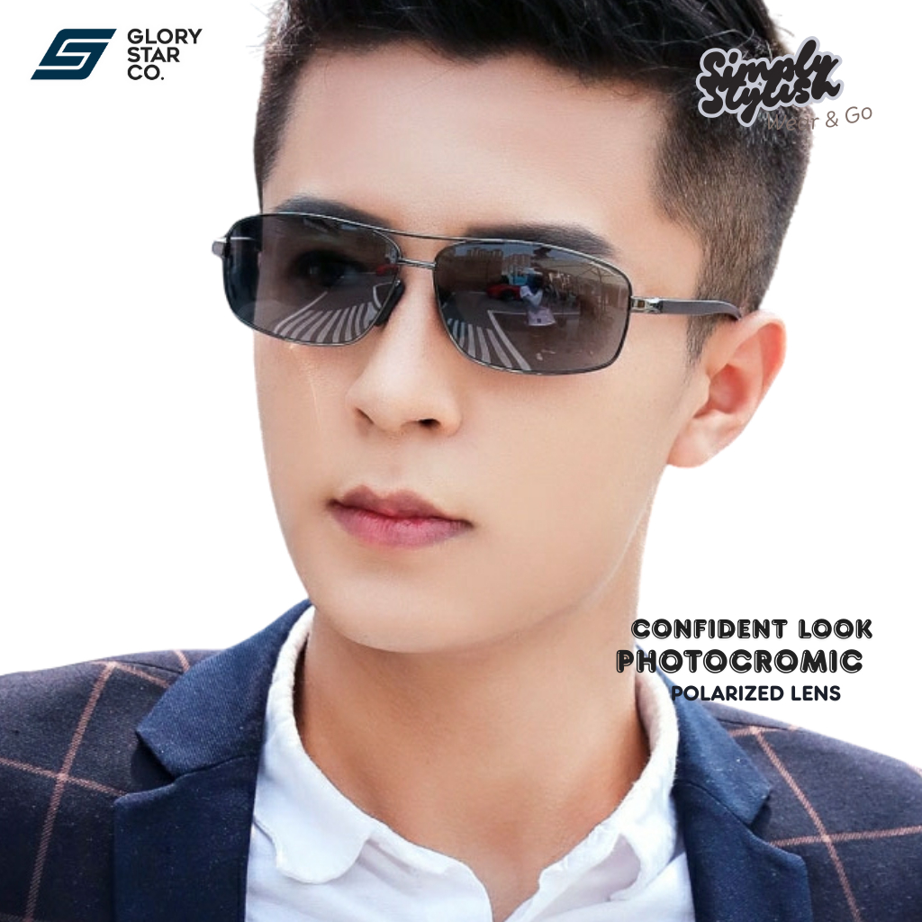 Kacamata siang malam Photocromic anti silau pria wanita Polarized Fashion Keren 2458