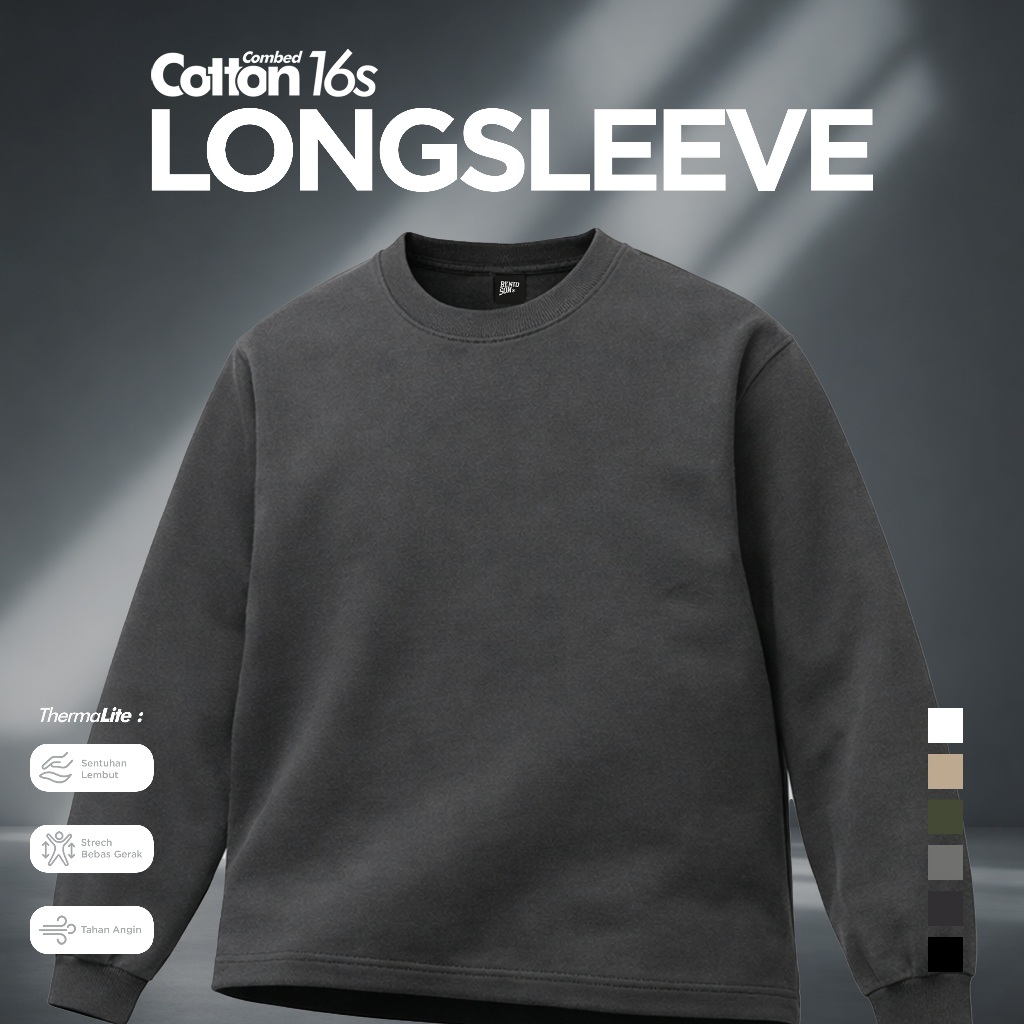 Benidson Kaos Polos Boxy Longsleeve Lengan Panjang Pria
