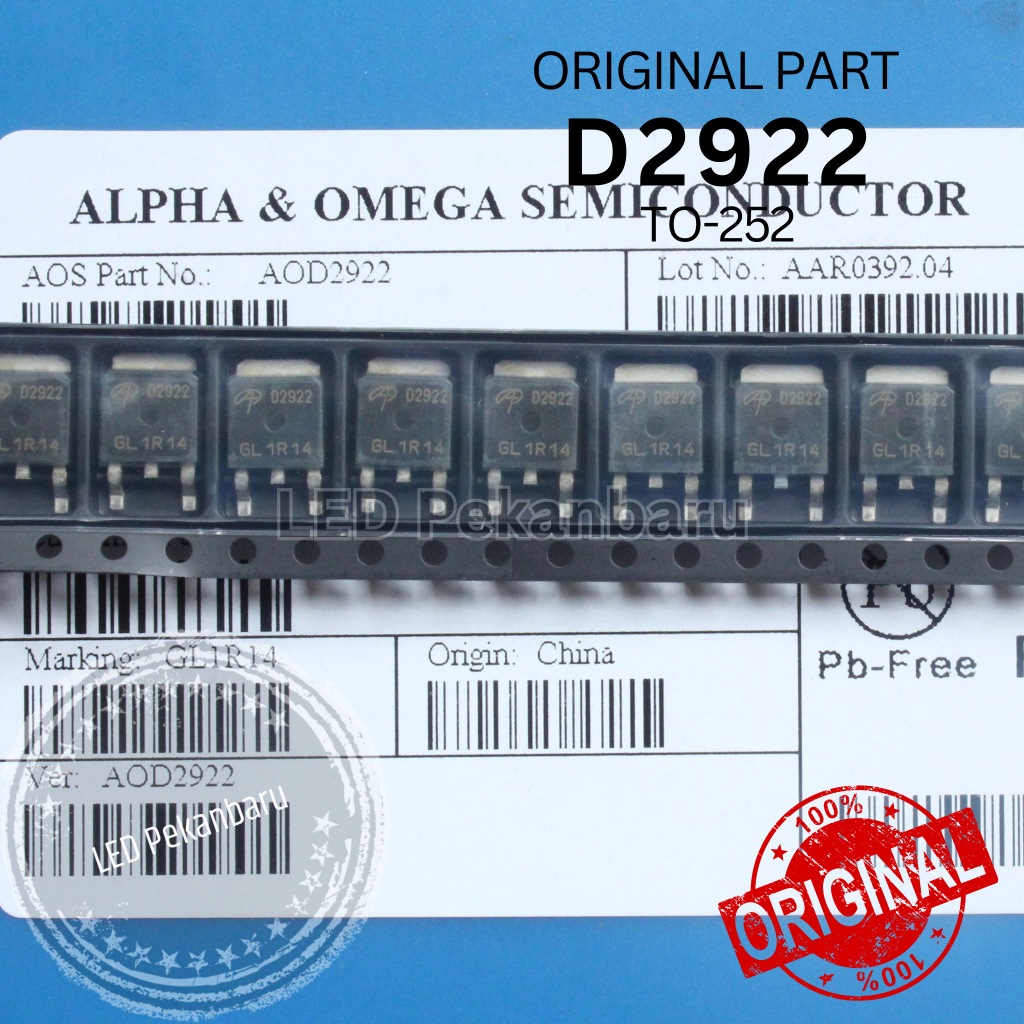 ORIGINAL MOSFET AOD2922 D2922 TO-252 100V 7A N-CHANNEL