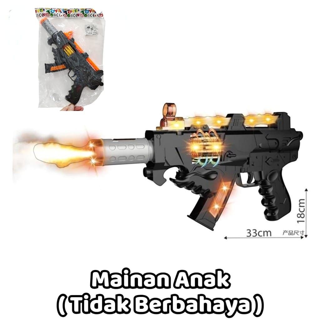 1259 Mainan Pistol / Mainan Pistol Berbunyi Dan Berdorong Ada Asapnya / Mainan Pistol Berbunyi dan B