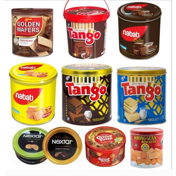 JRstore - Grosir Tango Nabati  Gizzi Wafello Nextar Wafer Kaleng Vanilla Coklat 1 Dus isi 6 Kaleng