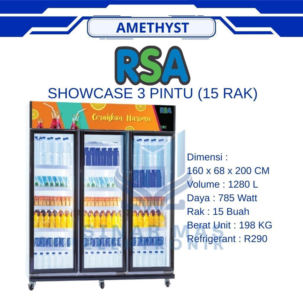 RSA - AMETHYST SHOWCASE 3 PINTU 15 RAK