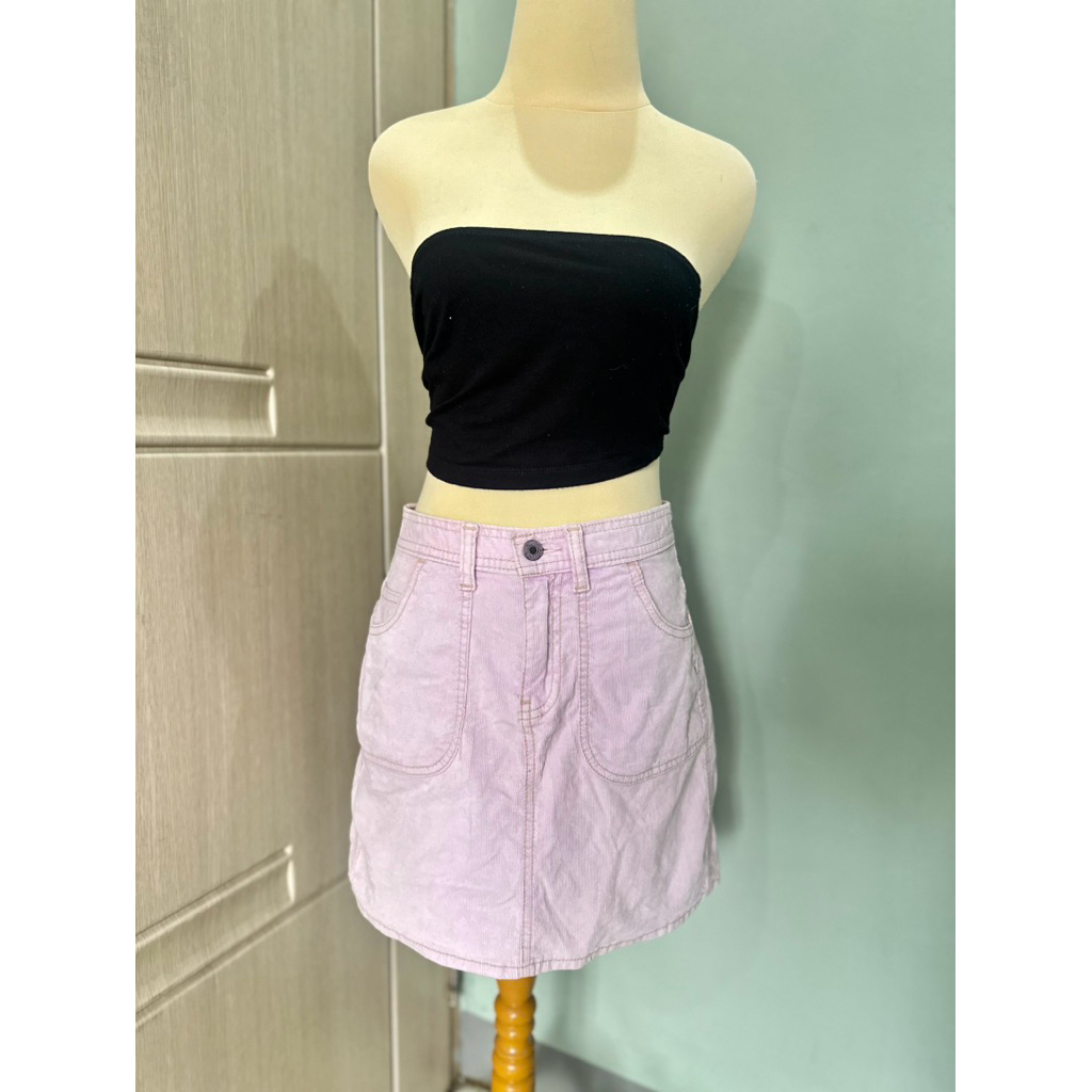 Rok Mini Skirt Jeans Wanita Korea Ungu Lilac