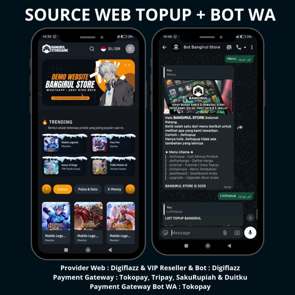 Website topup game otomatis & Bot WhatsApp 2026